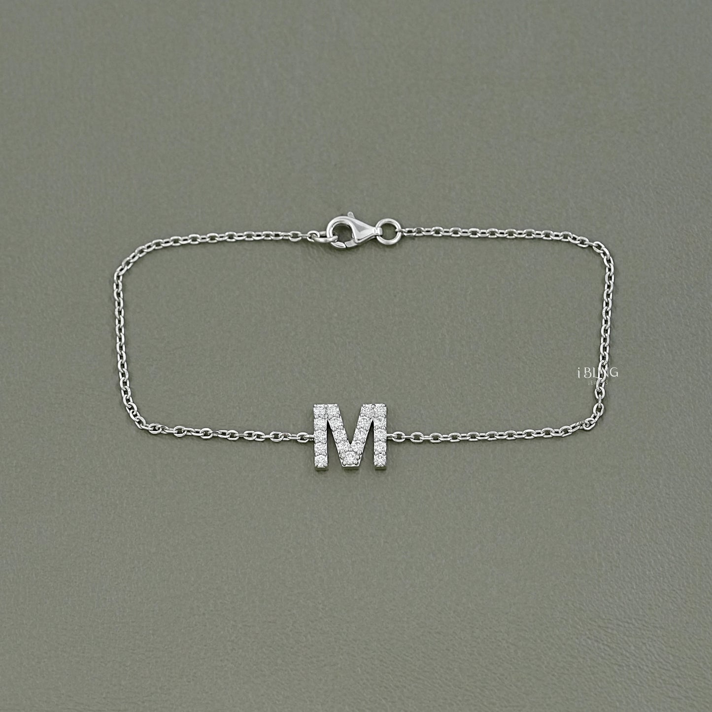 Round Cut Lab Grown Diamond M Letter Necklace