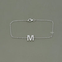 Round Cut Lab Grown Diamond M Letter Necklace