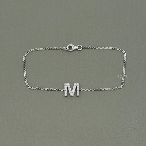 Round Cut Lab Grown Diamond M Letter Necklace