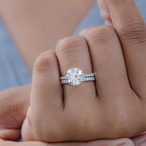 Round Cut Lab Diamond Bridal Ring Set