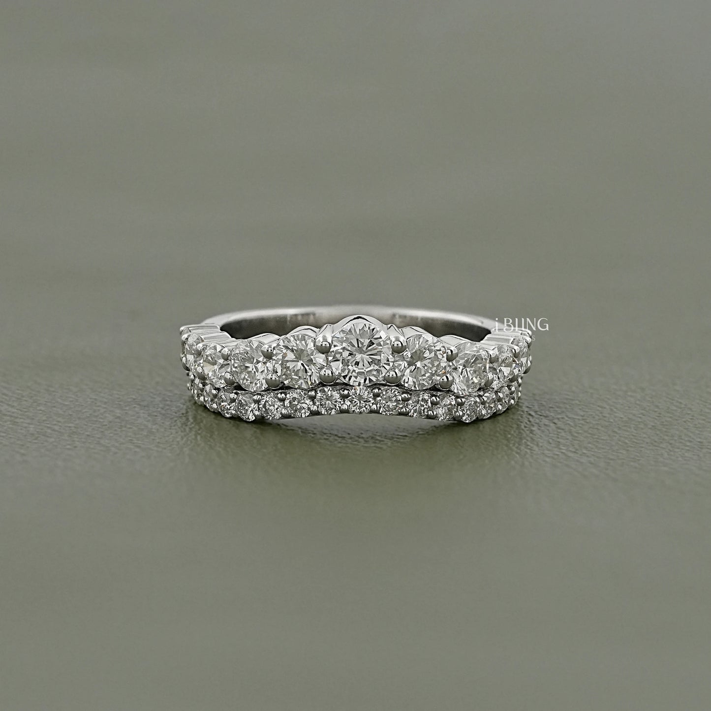 Round Cut Lab Diamond Curved Wedding Band Band