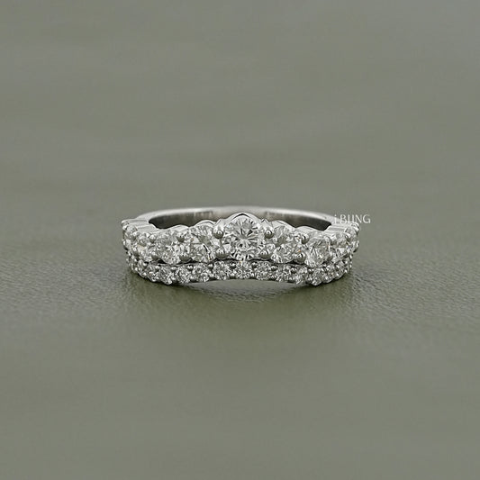 Round Cut Lab Diamond Curved Wedding Band Band