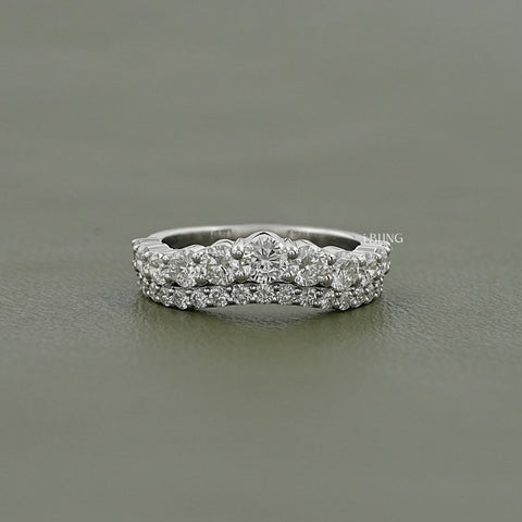Round Cut Lab Diamond Curved Wedding Band