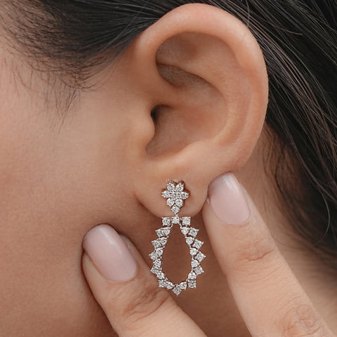 Round Cut Lab Grown Diamond Dangle Drop Earrings
