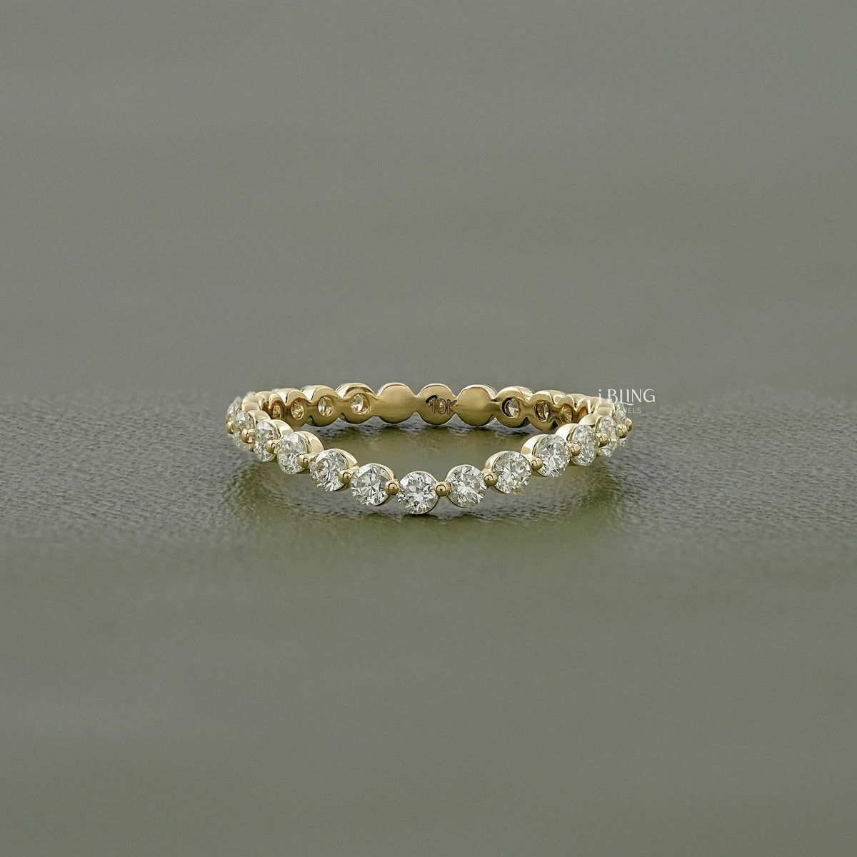 Round Cut Lab Diamond Curved Wedding Band Band
