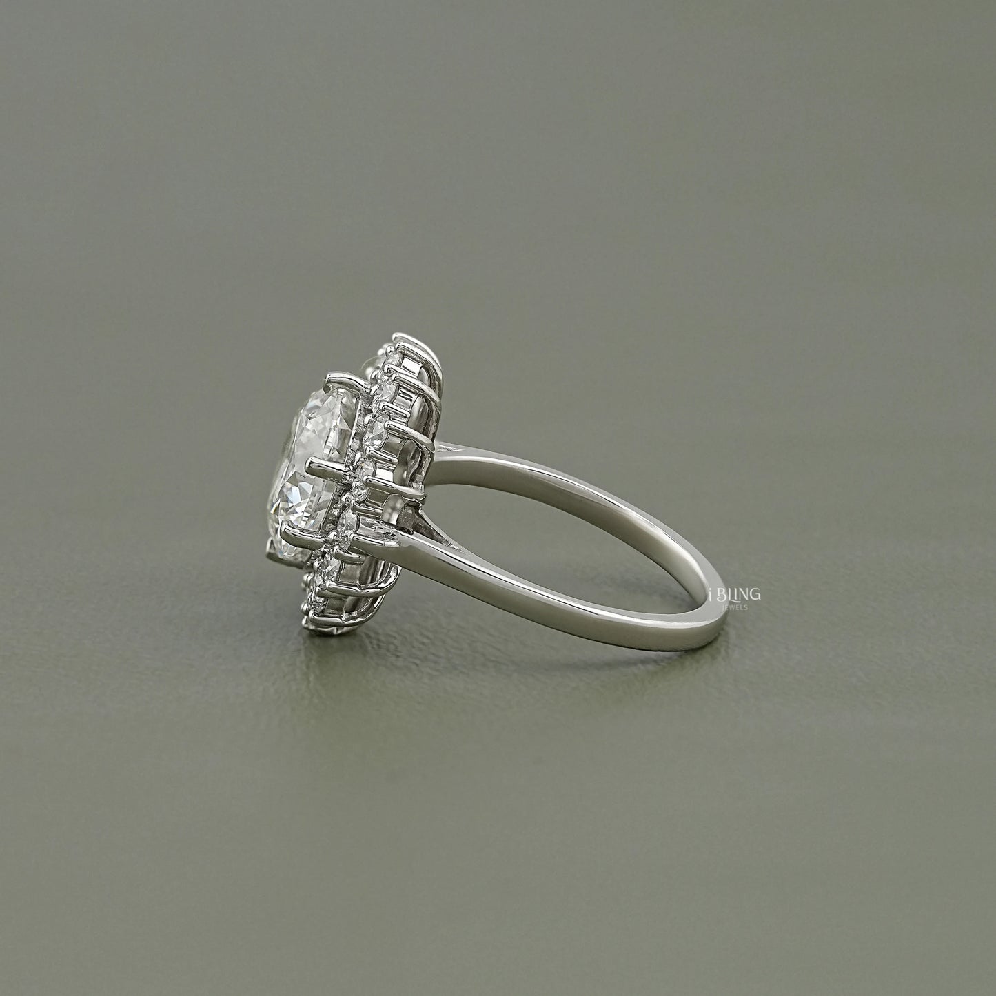 Round Cut Lab Diamond Halo Engagement Ring Solitaire Ring