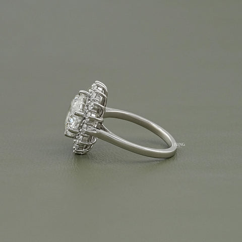 Round Cut Lab Diamond  Halo Engagement Ring