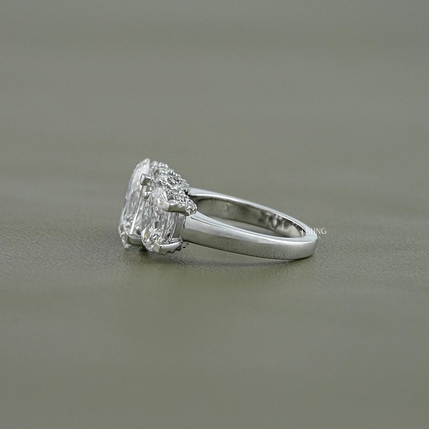 Three Stone Oval Cut Lab Diamond Engagement Ring Three Stone Ring