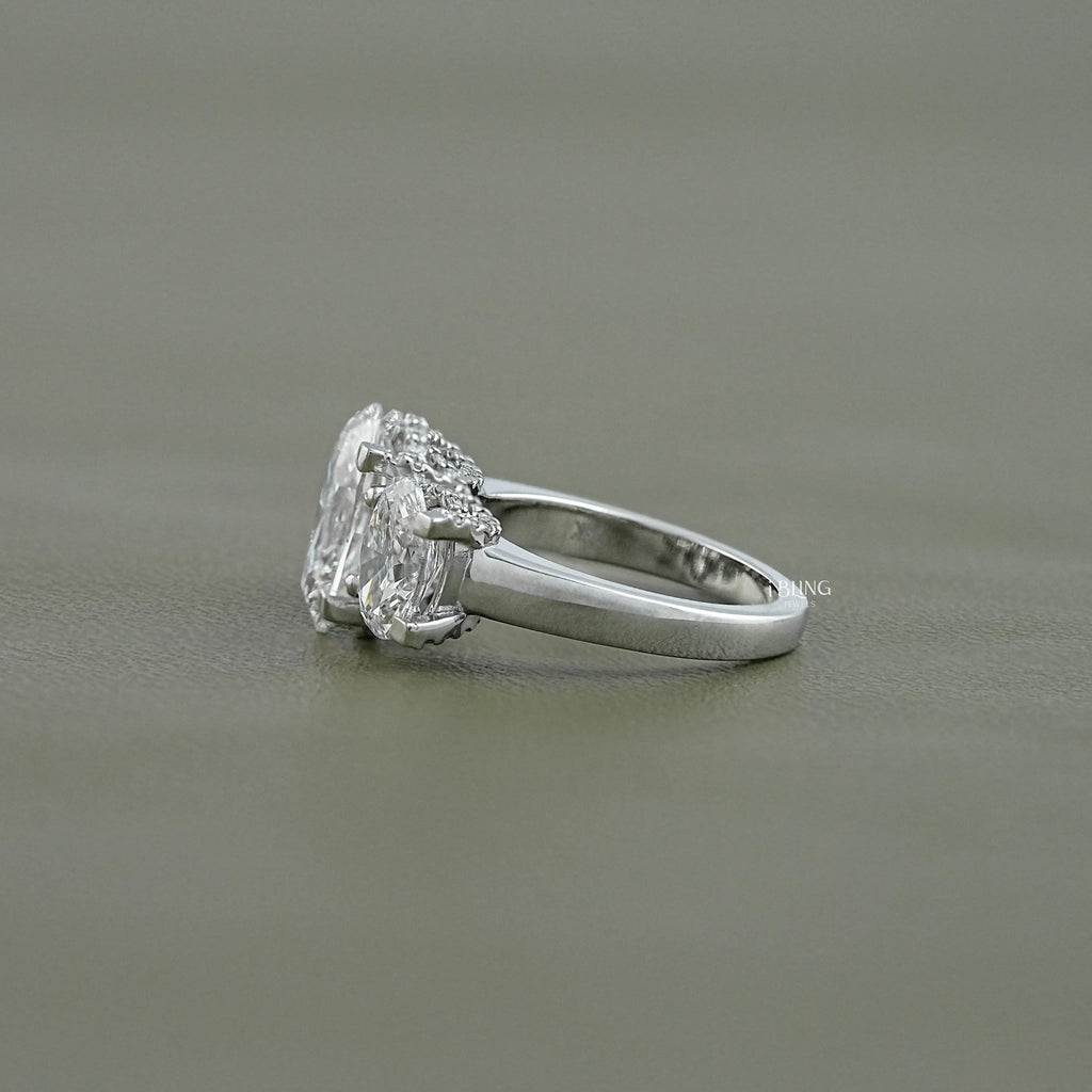 Three Stone Oval Cut Lab Diamond Engagement Ring