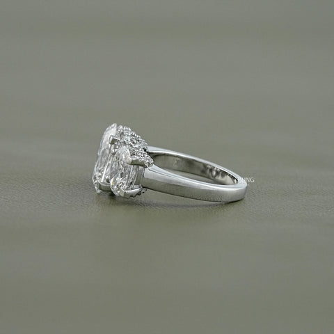 Three Stone Oval Cut Lab Diamond Engagement Ring