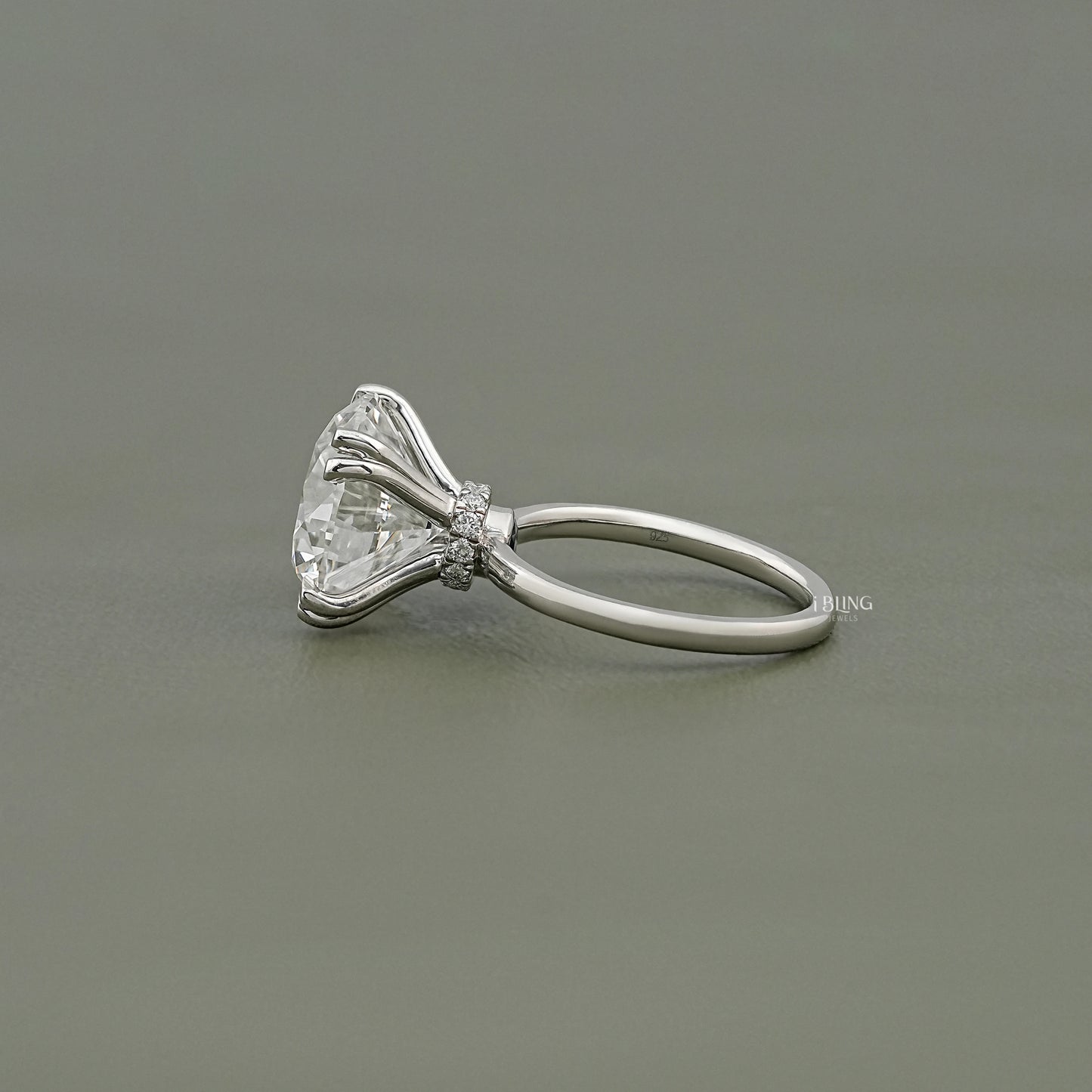 Round Cut Diamond Hidden Halo Solitaire Ring Solitaire Ring