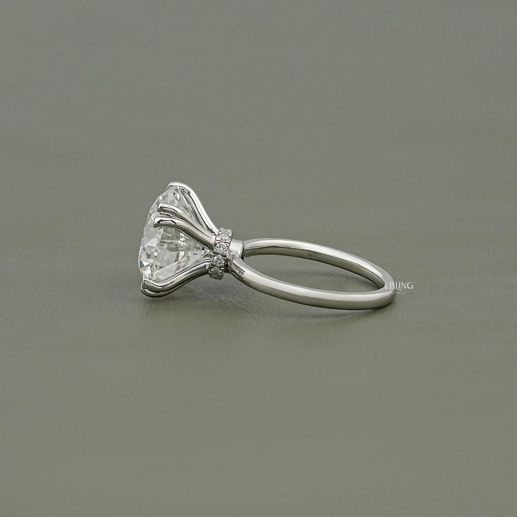 Round Cut Diamond Hidden Halo Solitaire Ring