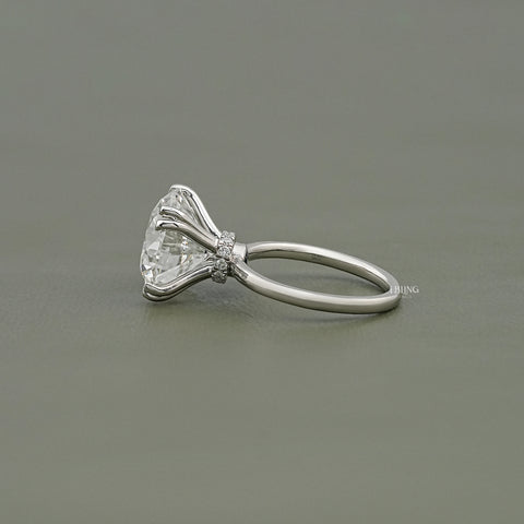 Round Cut Diamond Hidden Halo Solitaire Ring