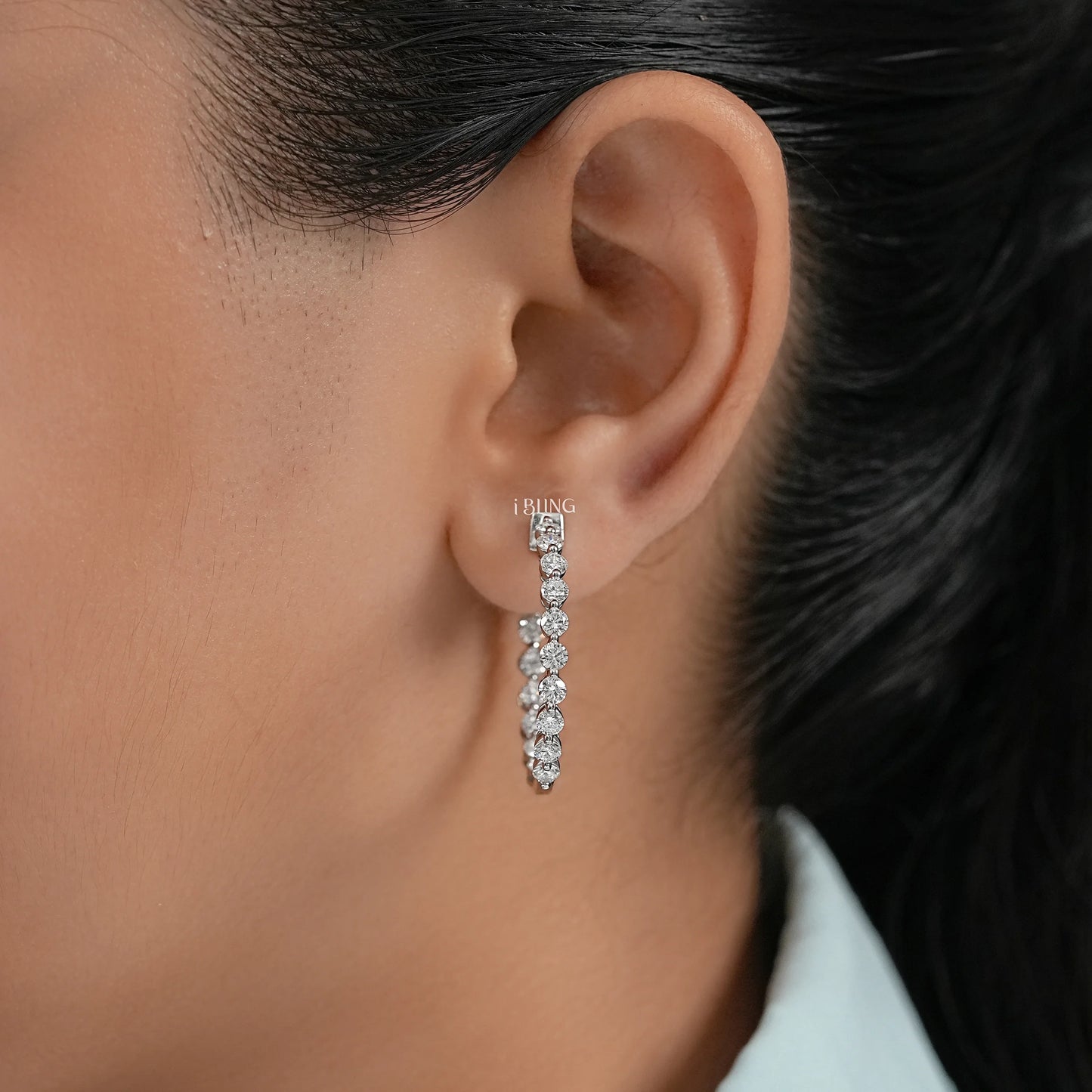 Round Cut Lab Diamond Hoop Earrings Hoops & Huggies