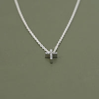 Round Lab Diamond Cross Pendant