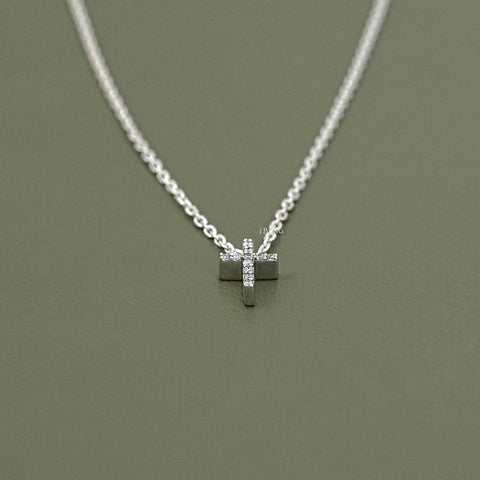 Round Lab Diamond Cross Pendant