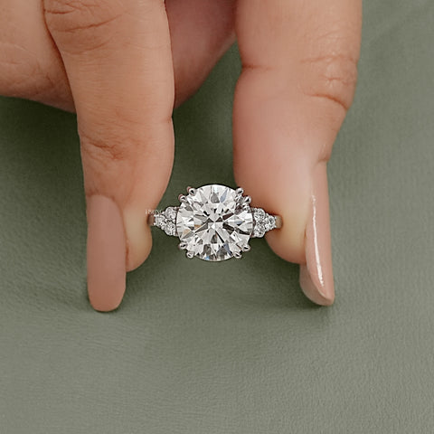 Round Cut Solitaire Accent Diamond Ring