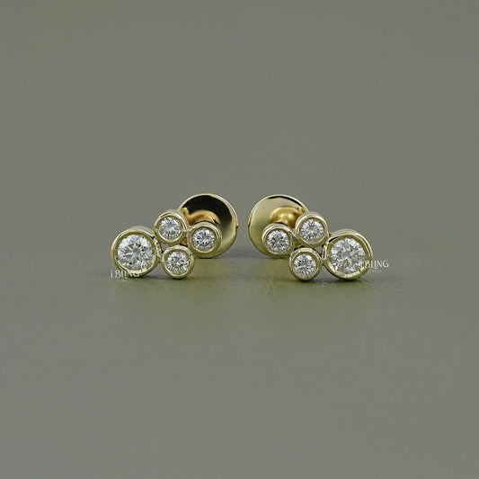 Round Cut Lab Grown Diamond Bezel Set Stud Earrings Stud