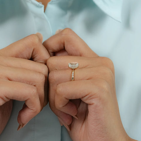 Emerald Cut Lab Grown Diamond Solitaire Accent Ring