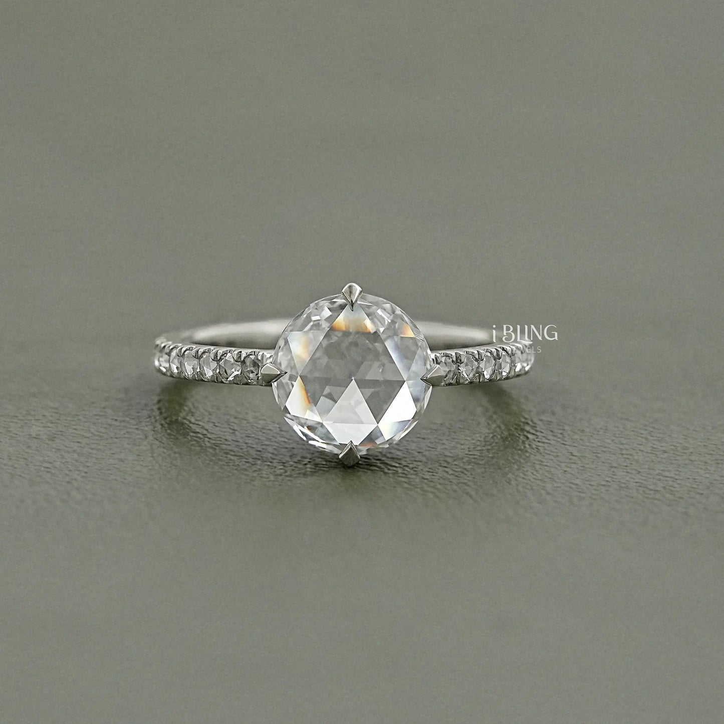 Hidden Halo Rose Cut Round Diamond Accent Ring Solitaire Accent Ring