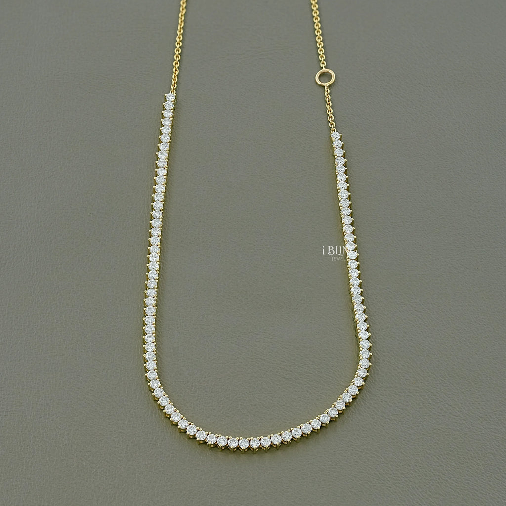 Round Cut Diamond Tennis Chain Necklace