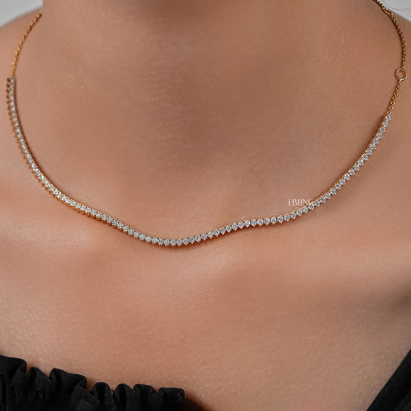 Round Cut Diamond Tennis Chain Necklace