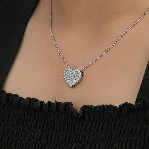 Heart Shape Round Cut Lab Grown Diamond Necklace