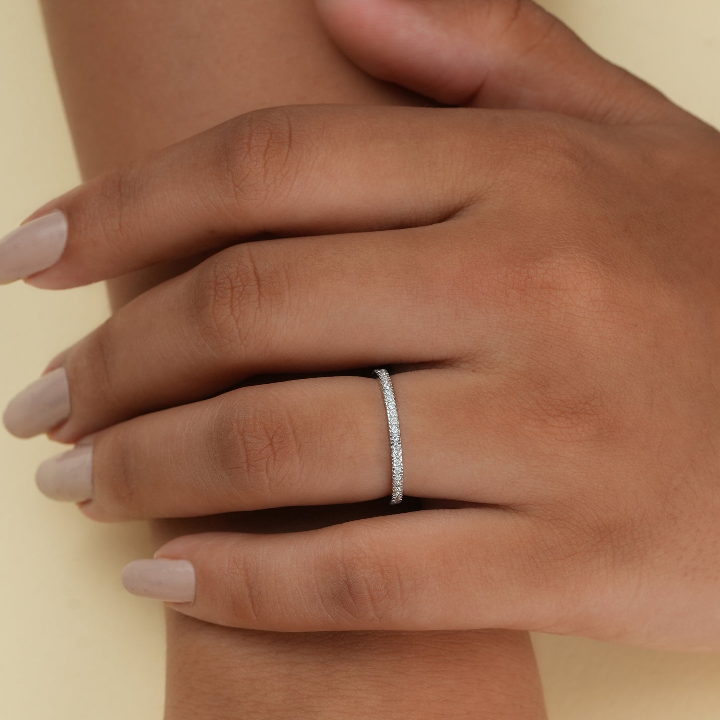 Round Cut Moissanite Eternity Wedding Band