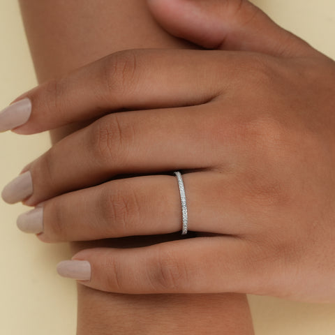 Round Cut Moissanite Eternity Wedding Band