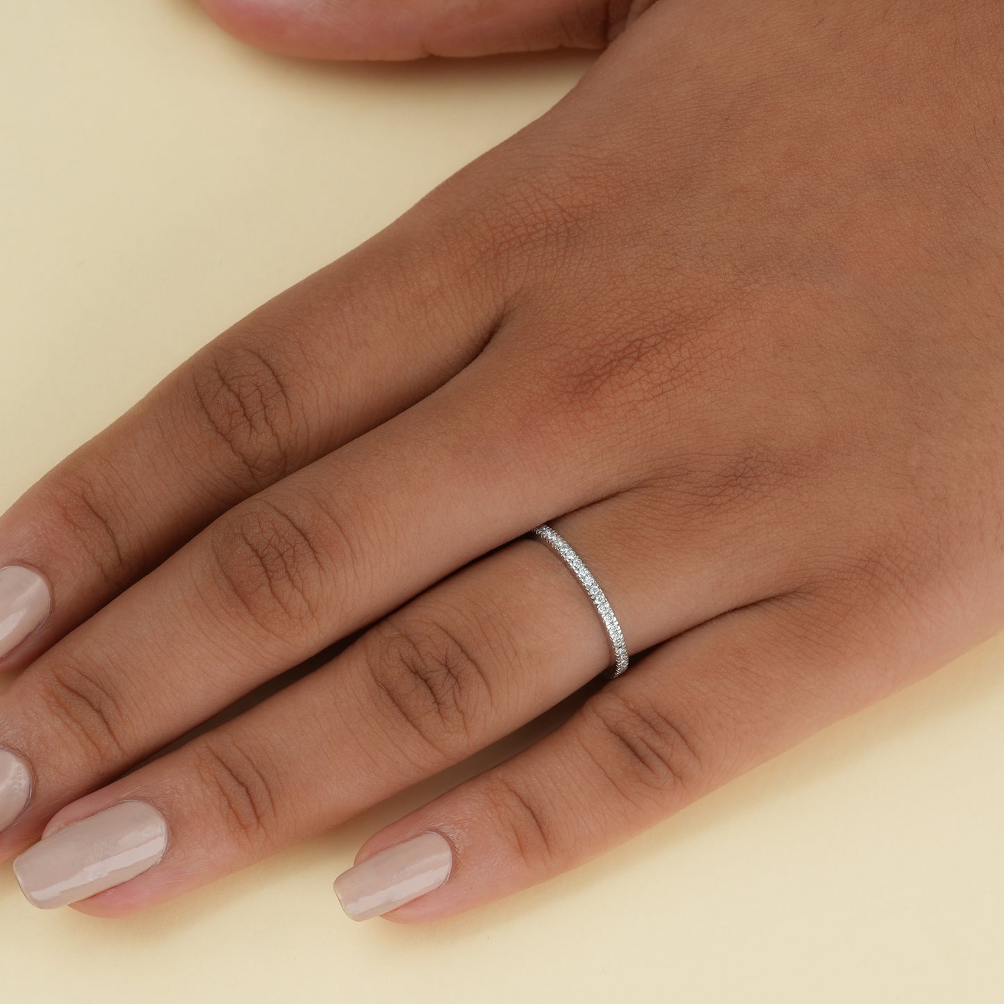 Round Cut Moissanite Eternity Wedding Band