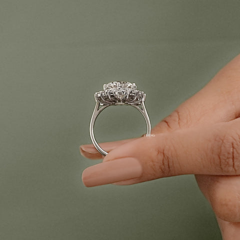 Round Cut Lab Diamond  Halo Engagement Ring