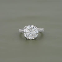 Round Cut Hidden Halo Pave Engagement Ring