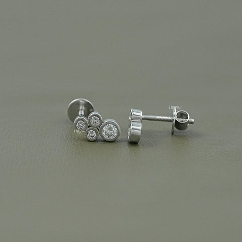 Round Cut Lab Grown Diamond Bezel Set Stud Earrings
