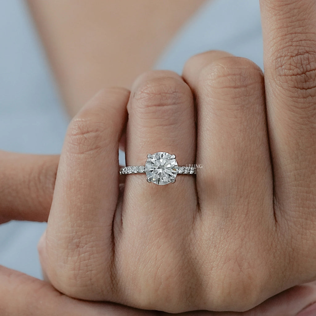 Round Cut Lab Grown Diamond Solitaire Accent Ring