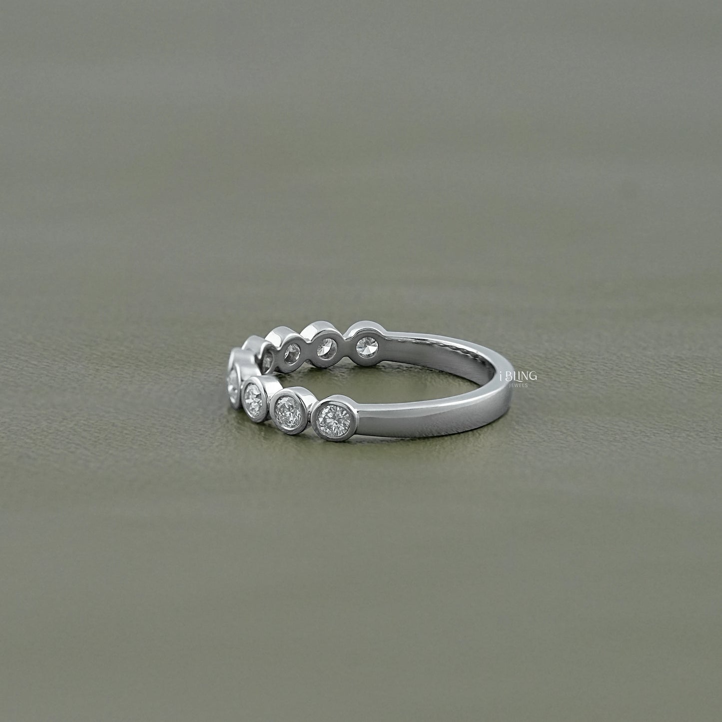 Bezel Set Lab Grown Diamond Half Eternity Band Band