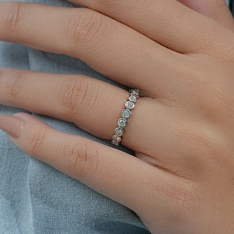 Bezel Set Lab Grown Diamond Half Eternity Band