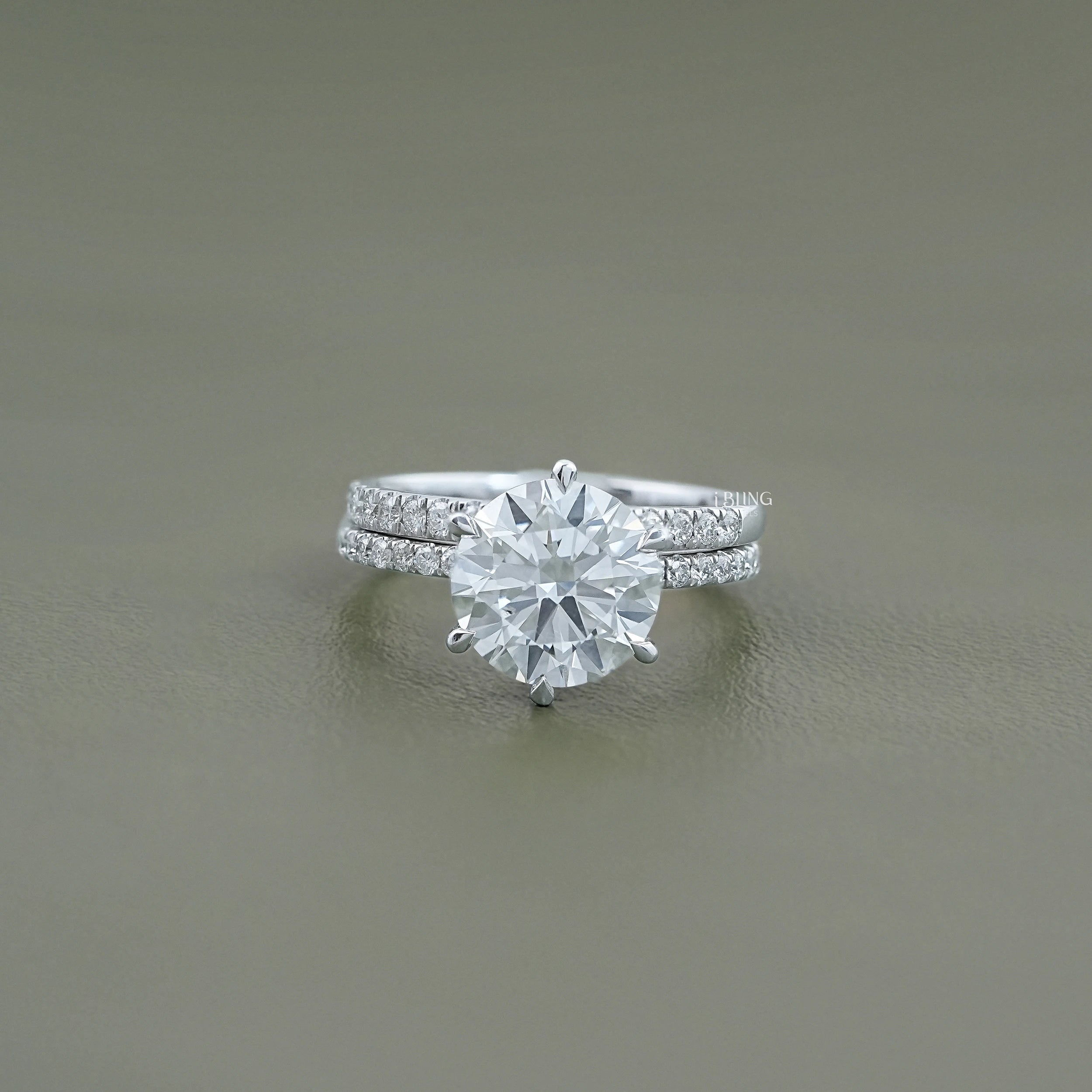 Round Cut Lab Diamond Bridal Ring Set – Ibling Jewels