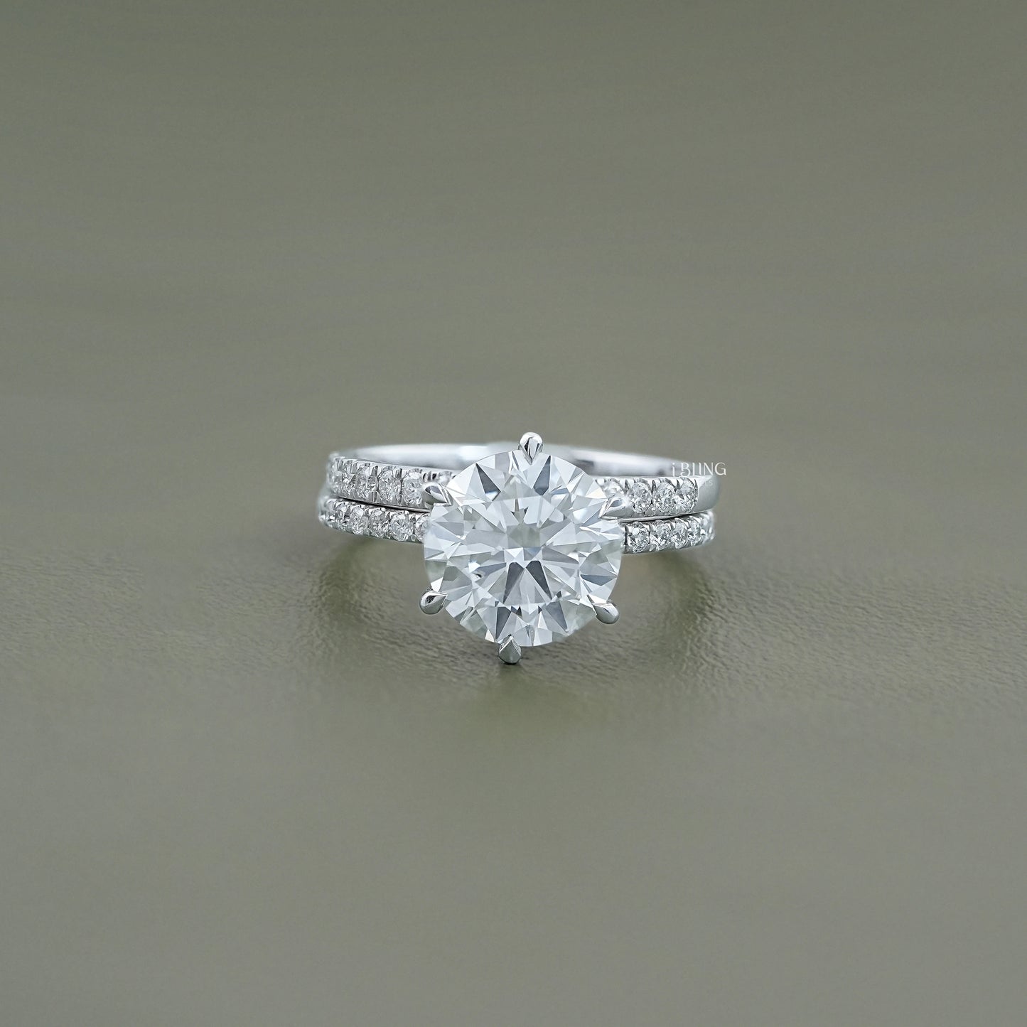 Round Cut Lab Diamond Bridal Ring Set Bridal Ring Set