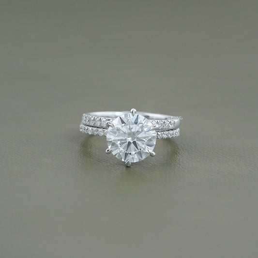 Round Cut Lab Diamond Bridal Ring Set Bridal Ring Set