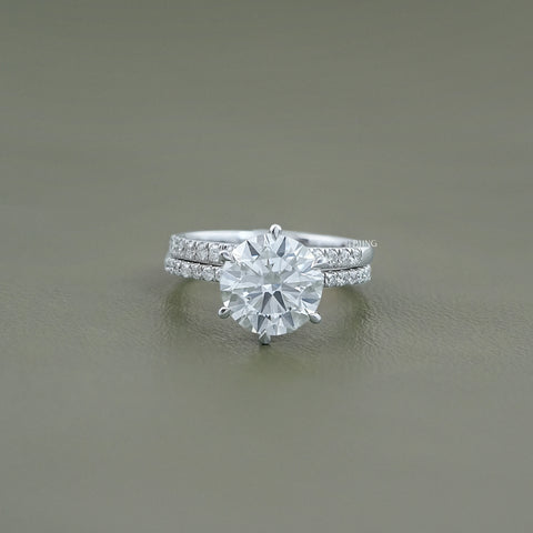 Round Cut Lab Diamond Bridal Ring Set