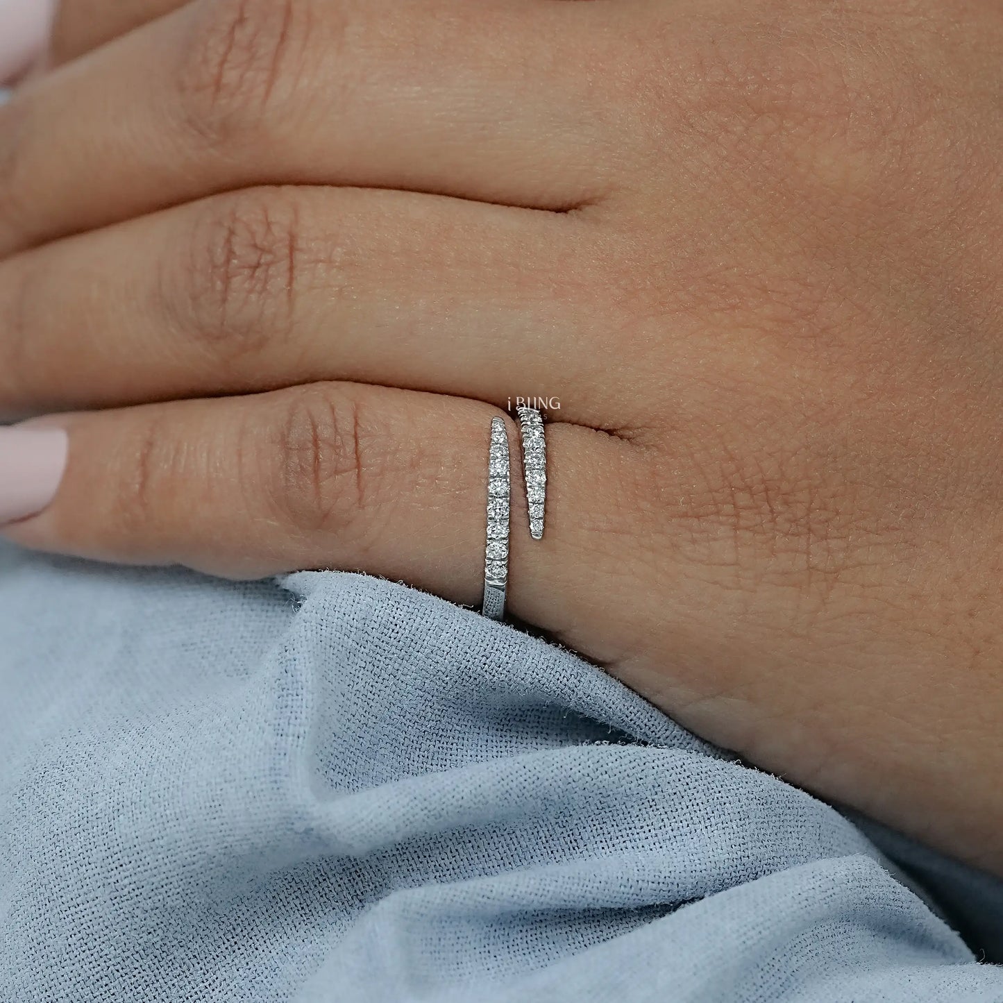 Round Lab Diamond Open Wrap Bypass Ring