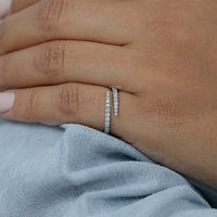 Round Lab Diamond Open Wrap Bypass Ring