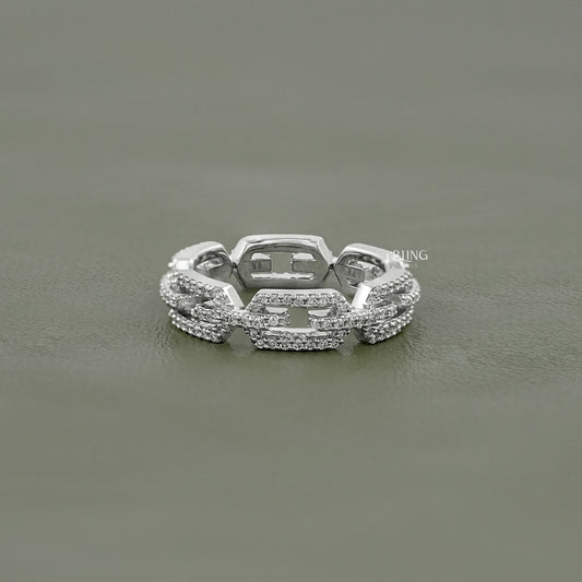 Round Cut Lab Diamond Chain Link Ring Full Eternity