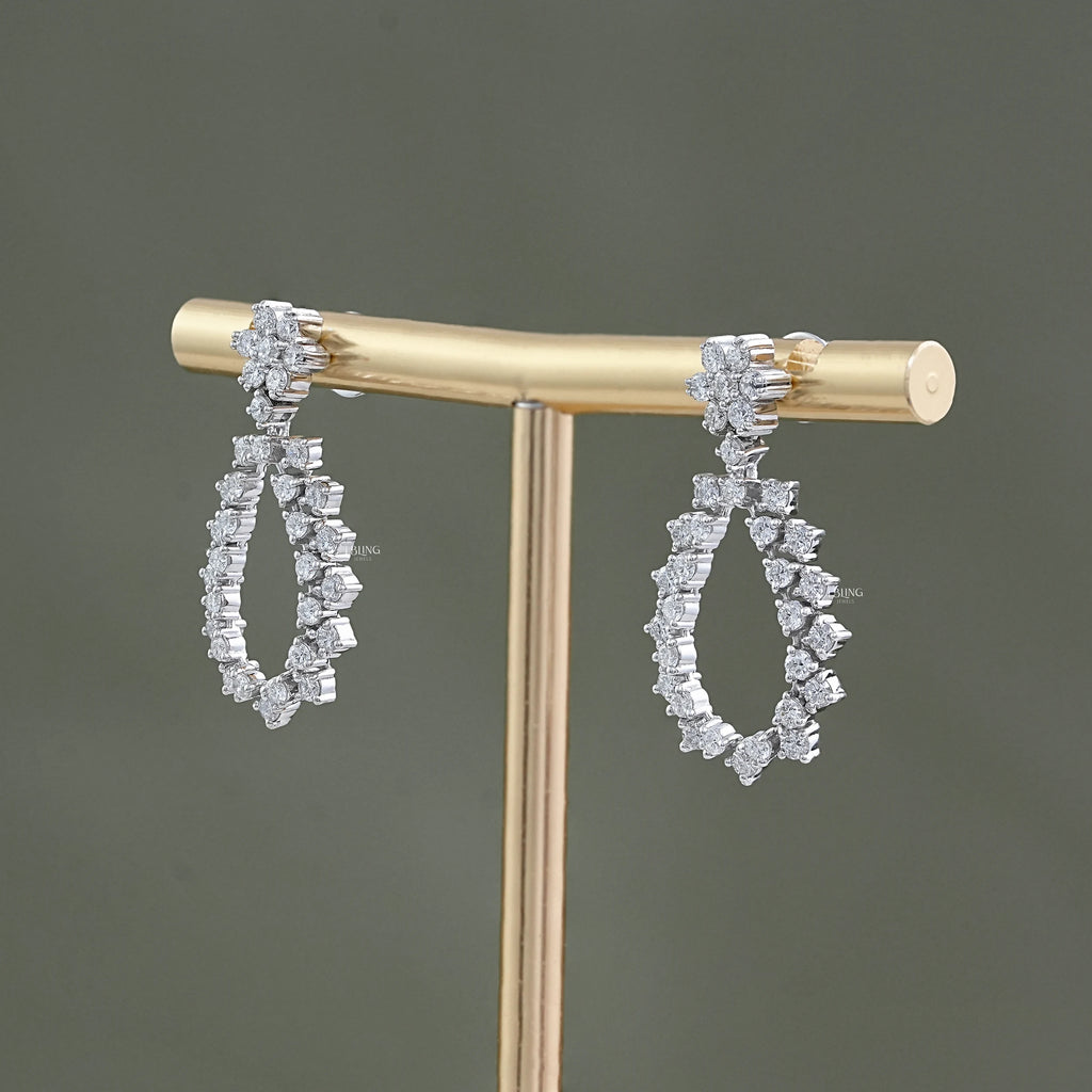 Round Cut Lab Grown Diamond Dangle Drop Earrings