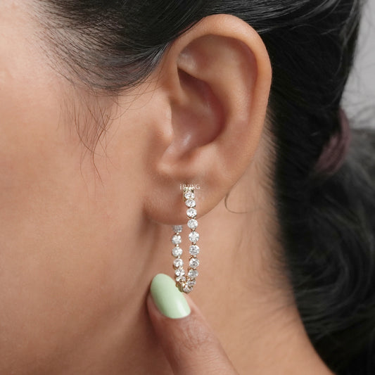 Round Cut Lab Diamond Hoop Earrings