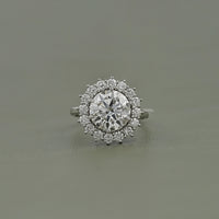 Round Cut Lab Diamond  Halo Engagement Ring