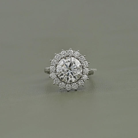 Round Cut Lab Diamond  Halo Engagement Ring