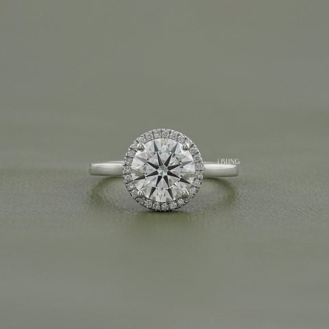 Round Cut Lab Diamond Halo Engagement Ring
