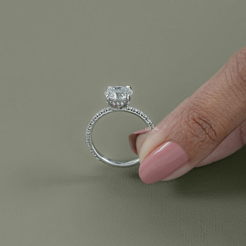 Round Cut Lab Grown Diamond Solitaire Accent Ring