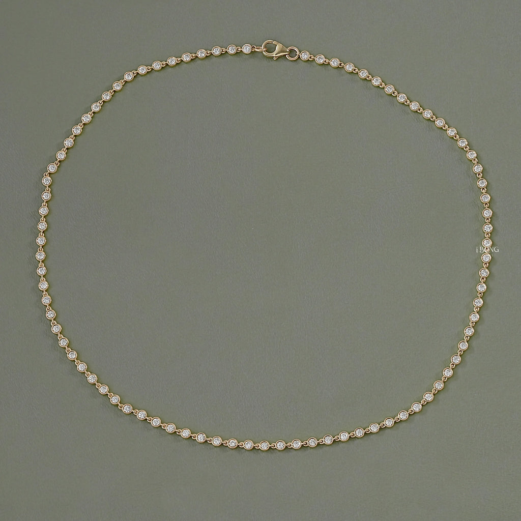 Round Lab Grown Diamond Tennis Necklace
